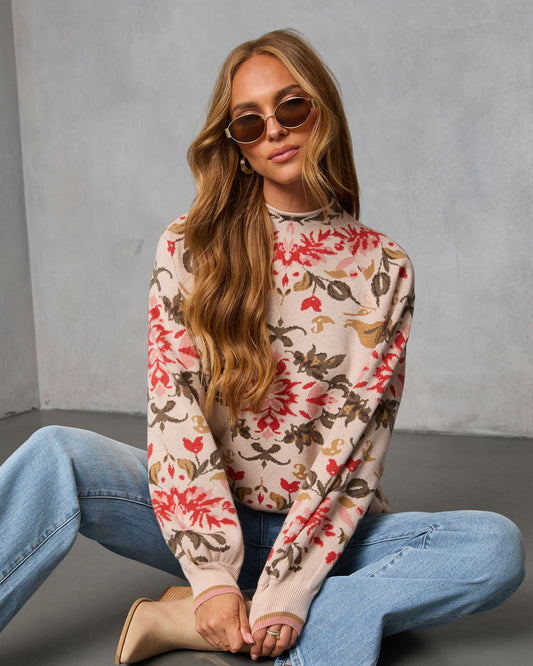 Terracotta Haze Printed Mock Neck Sweater