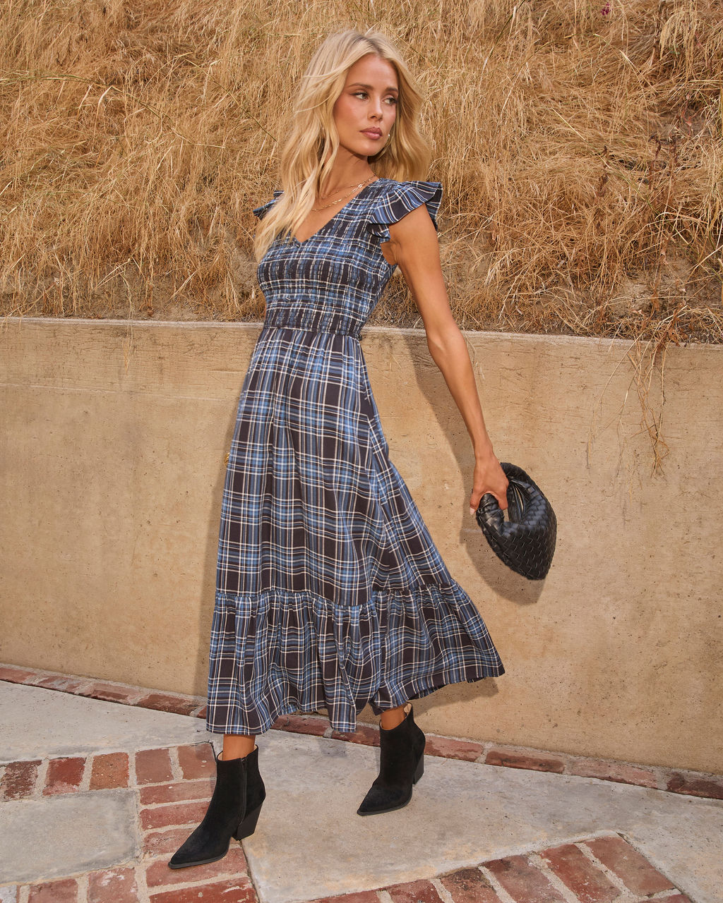 Bayberry Plaid Midi Dress