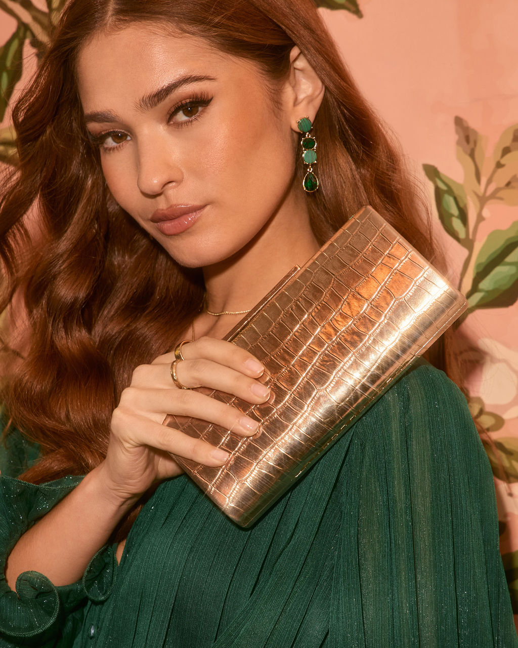 Starlet Hour Metallic Embossed Hard Case Clutch