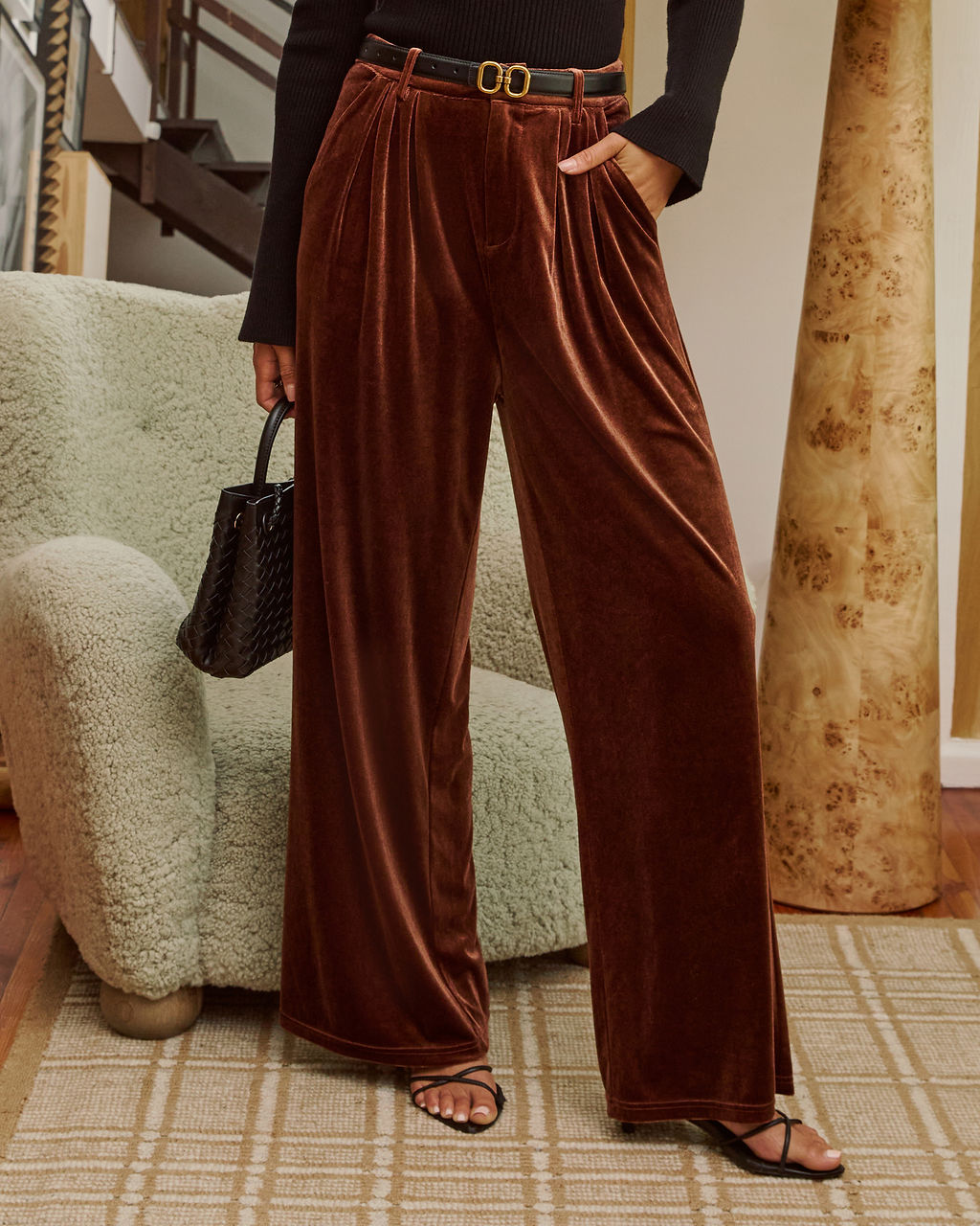 Muted Marrow Pleated Velvet Pants