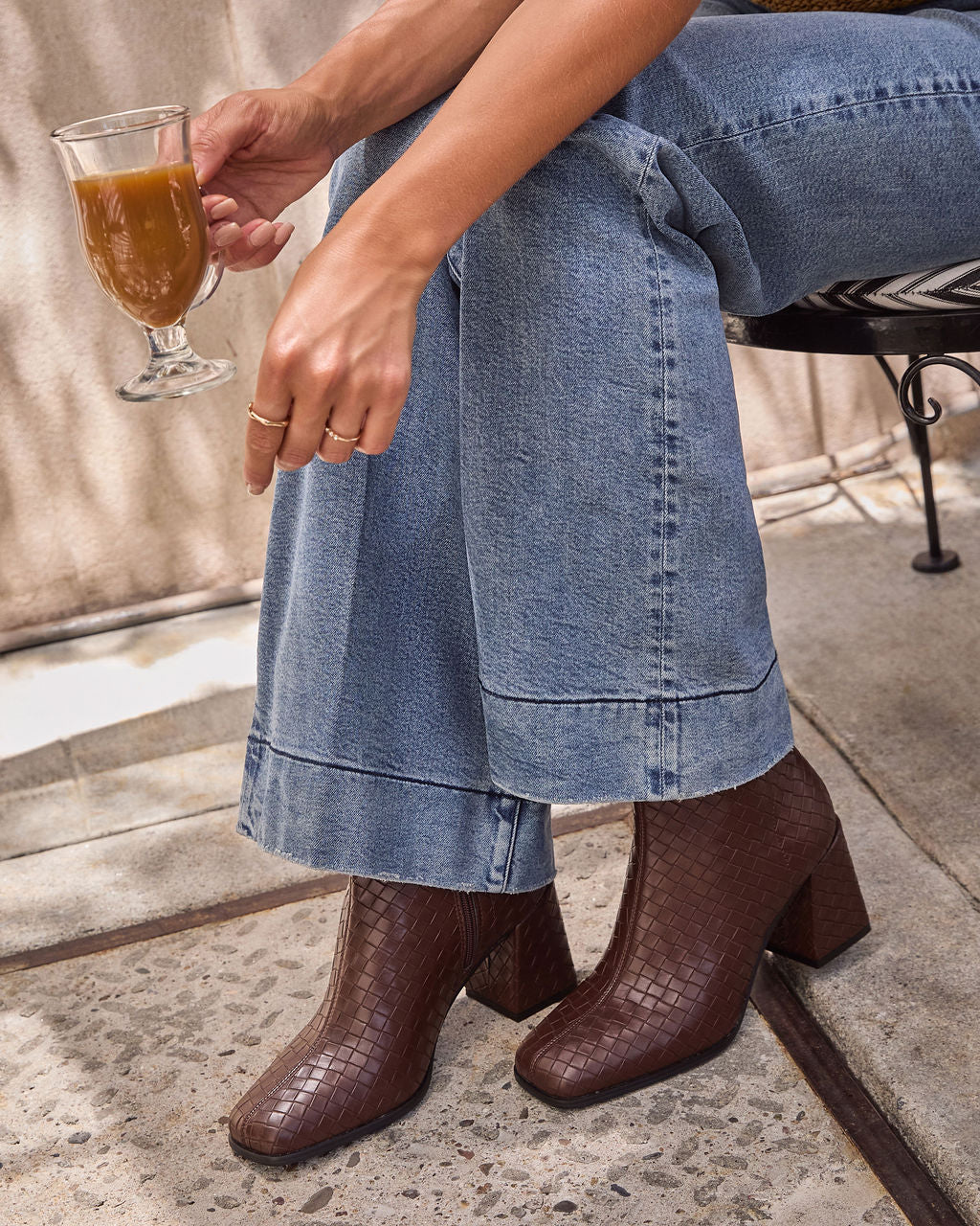 Chanie Woven Vegan Leather Booties