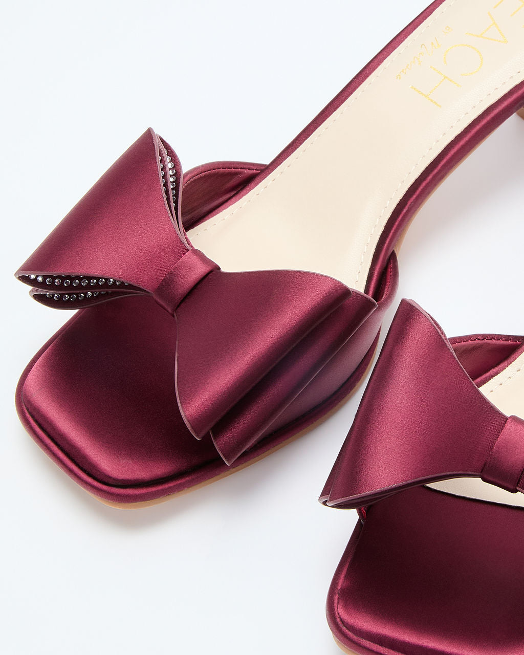 Cranberry Moon Satin Bow Kitten Heels