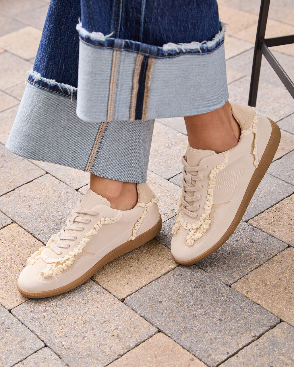 Winslet Lace And Pearl Charm Sneakers