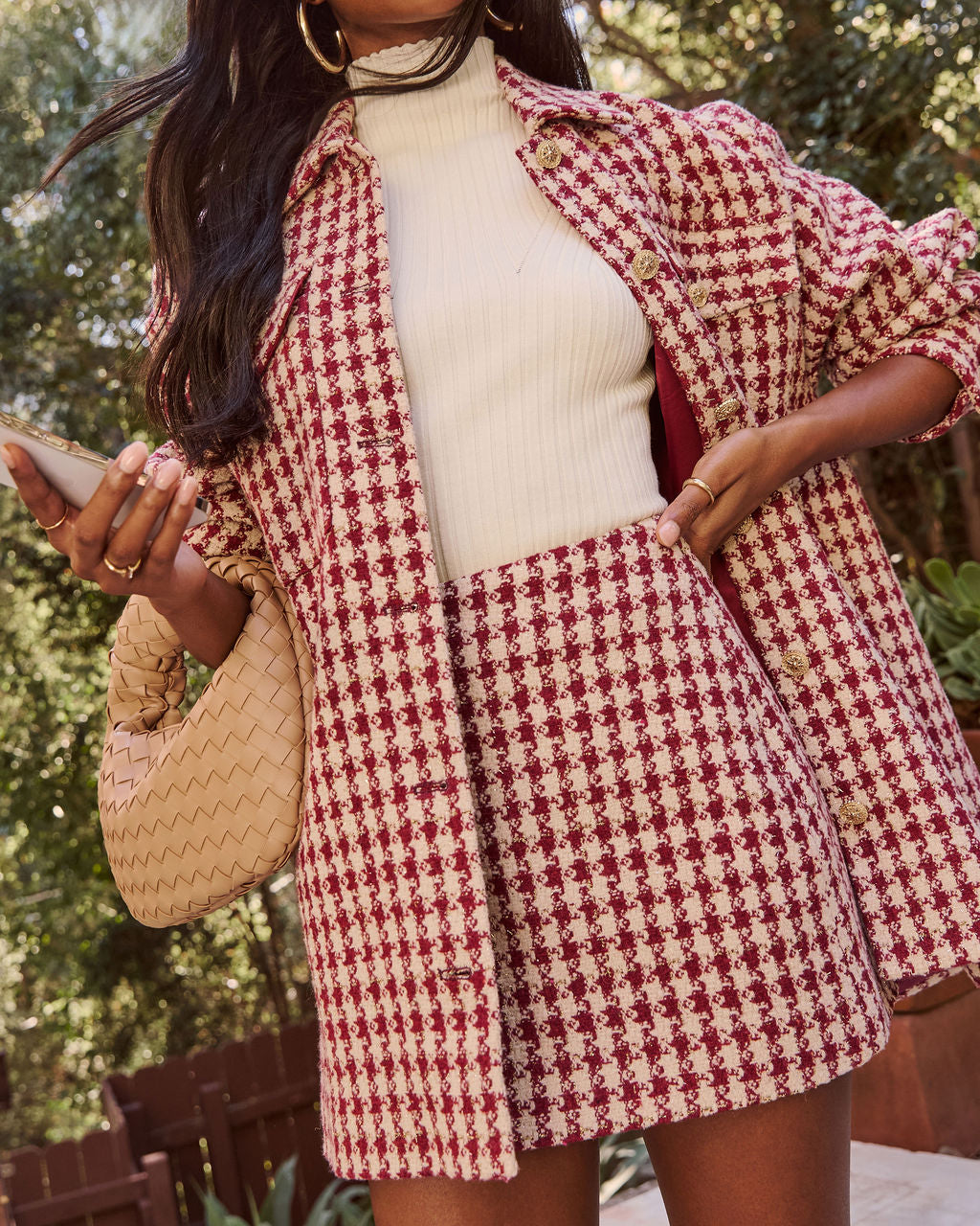 Jensin Tweed Houndstooth Mini Skirt
