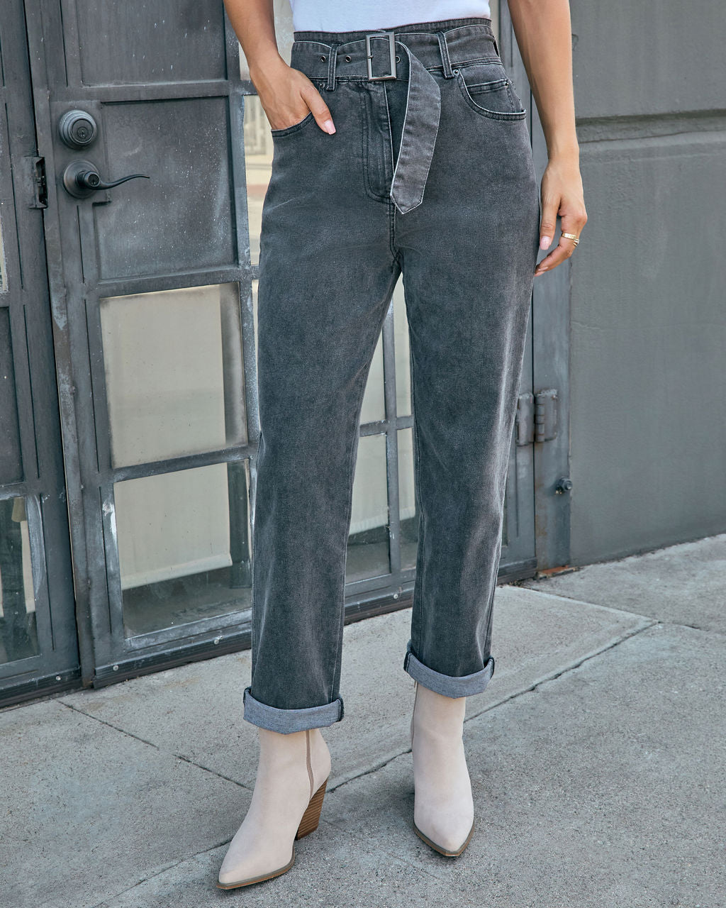 Sedina Stretch Paperbag Waist Straight Leg Jeans