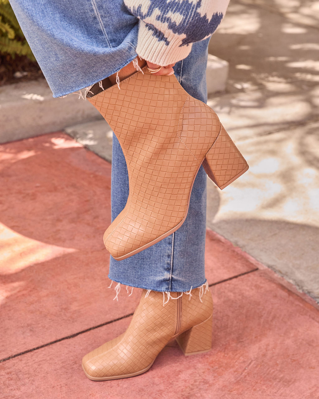 Chanie Woven Vegan Leather Booties