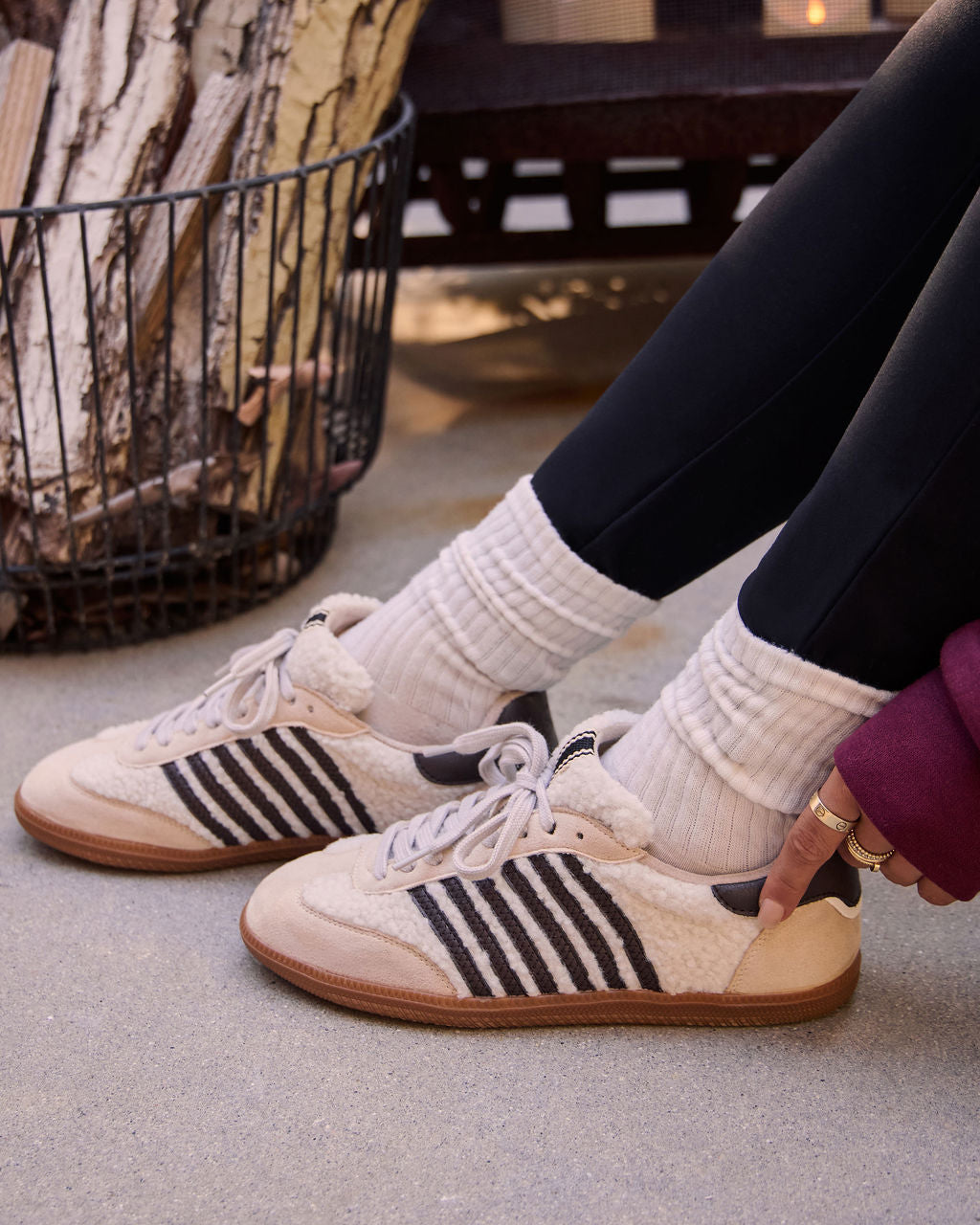 Emison Striped Shearling Sneakers
