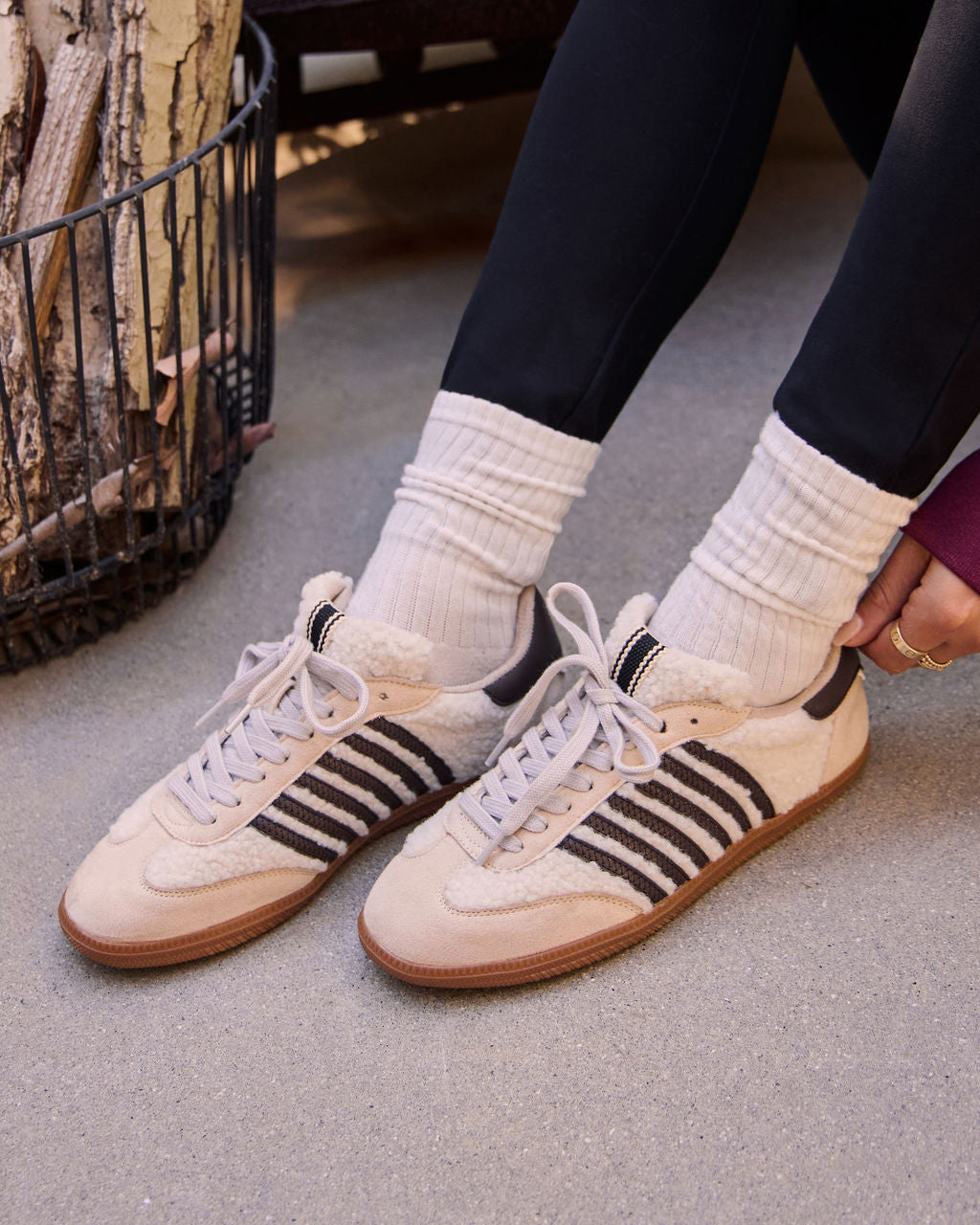 Emison Striped Shearling Sneakers