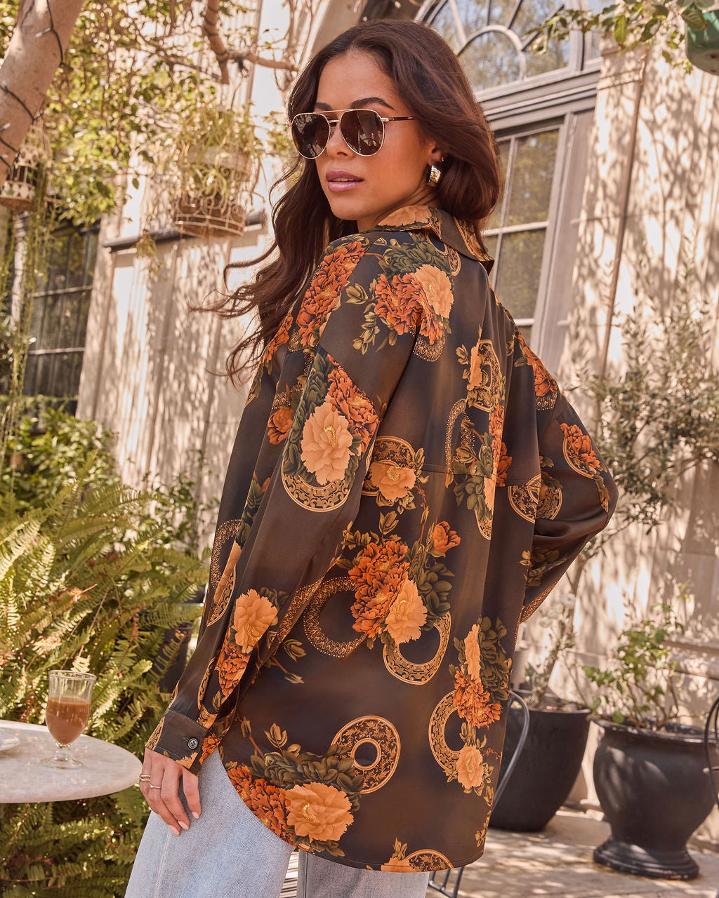 Fallowed Field Print Button Up Top