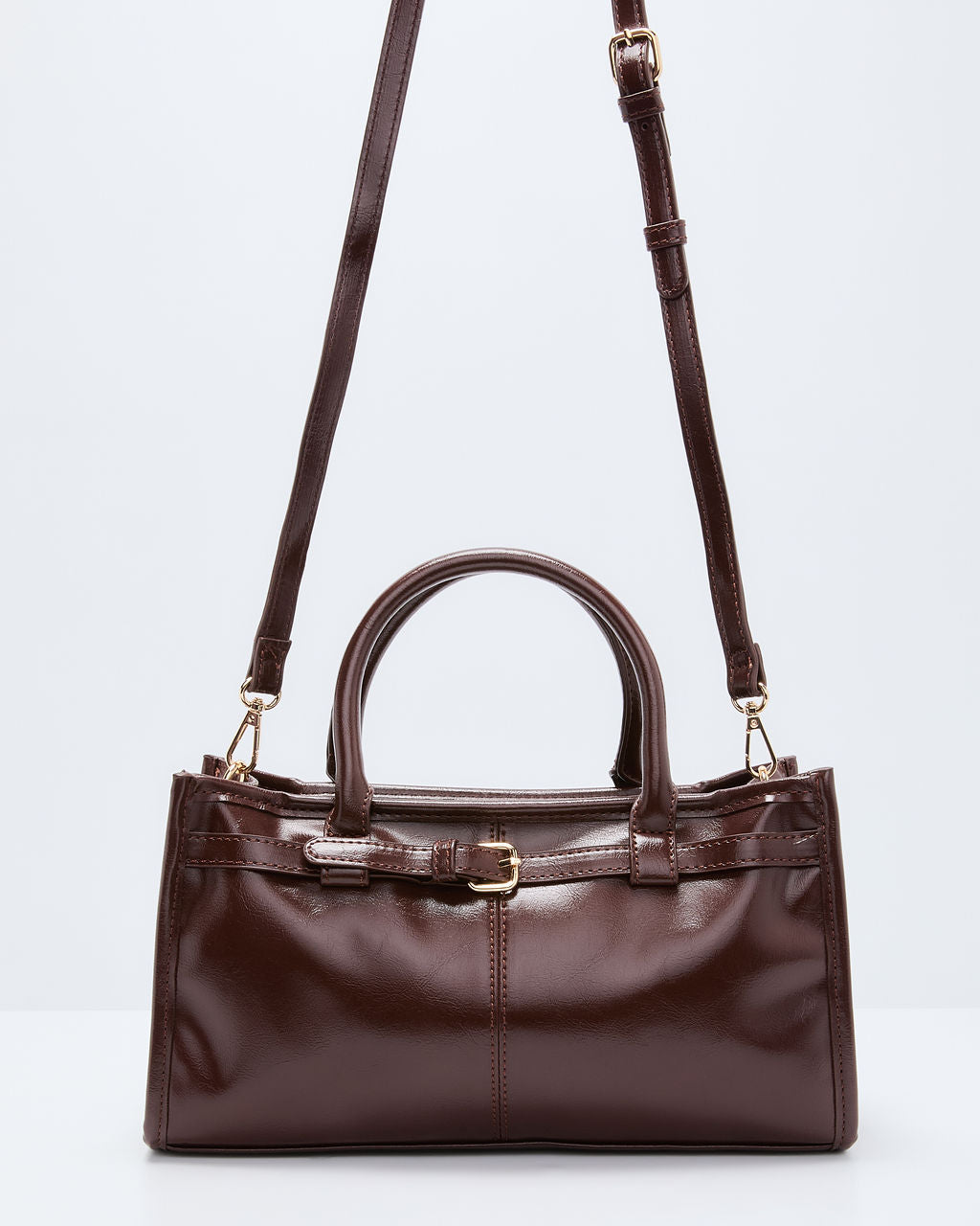 Maelin Belted Top Handle Leather Bag
