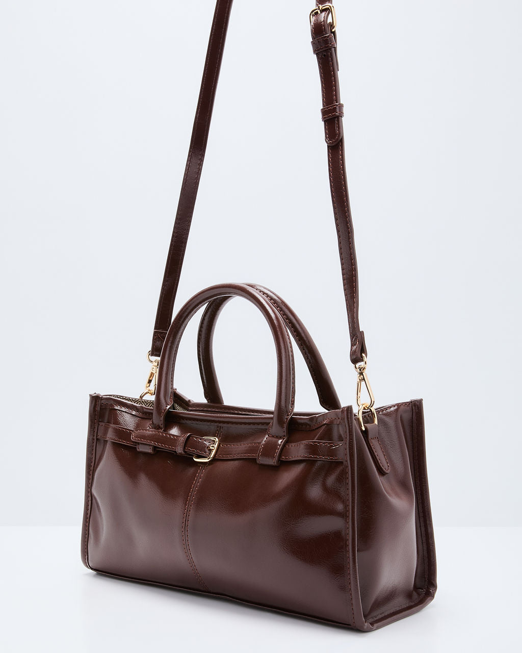 Maelin Belted Top Handle Leather Bag
