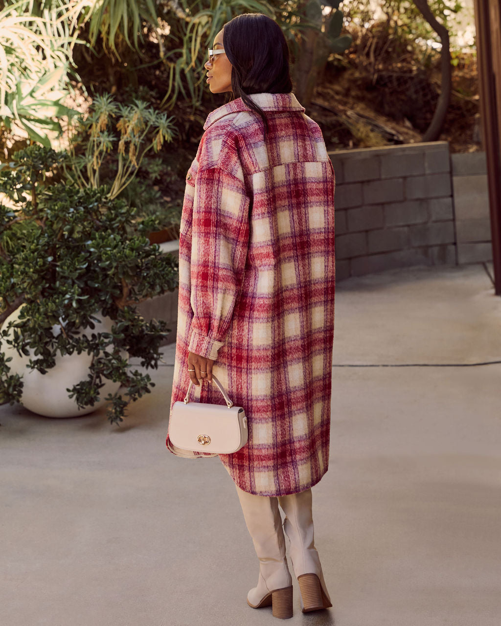 That September Feeling Plaid Pocketed Button Down Coat