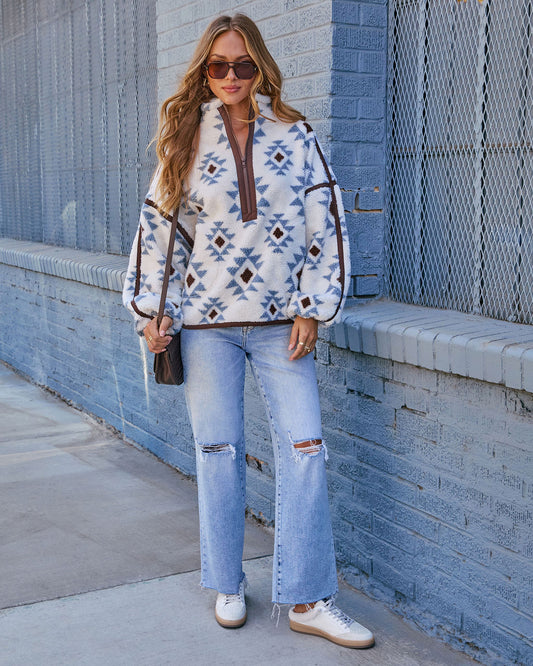 Lanei Aztec Print Half Zip Pullover