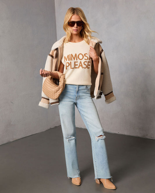 Pass Mimosa Please Knit Graphic Sweater