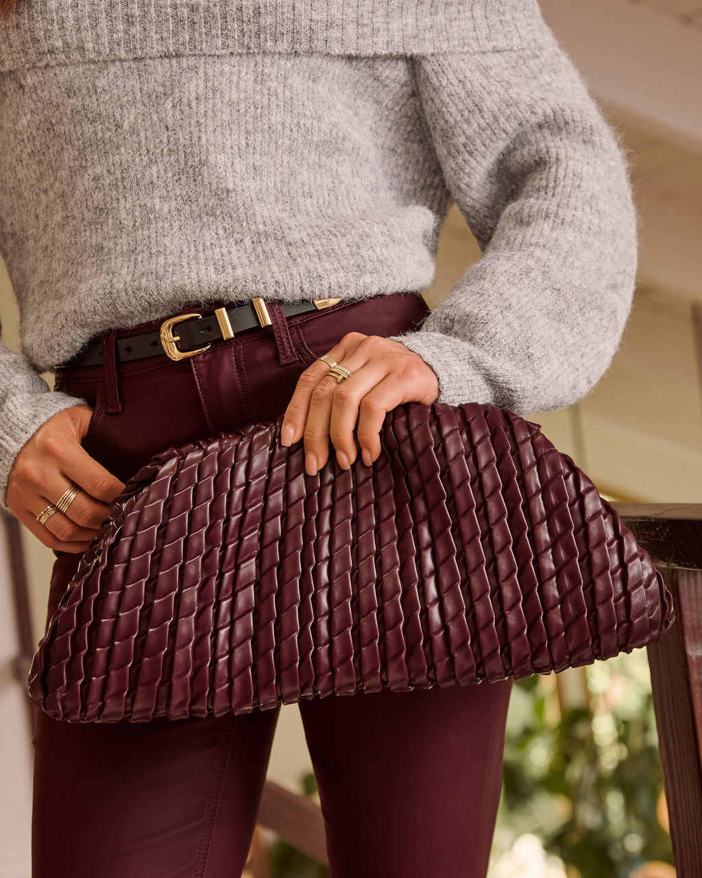 Dinner Guest Textured Pouch Clutch