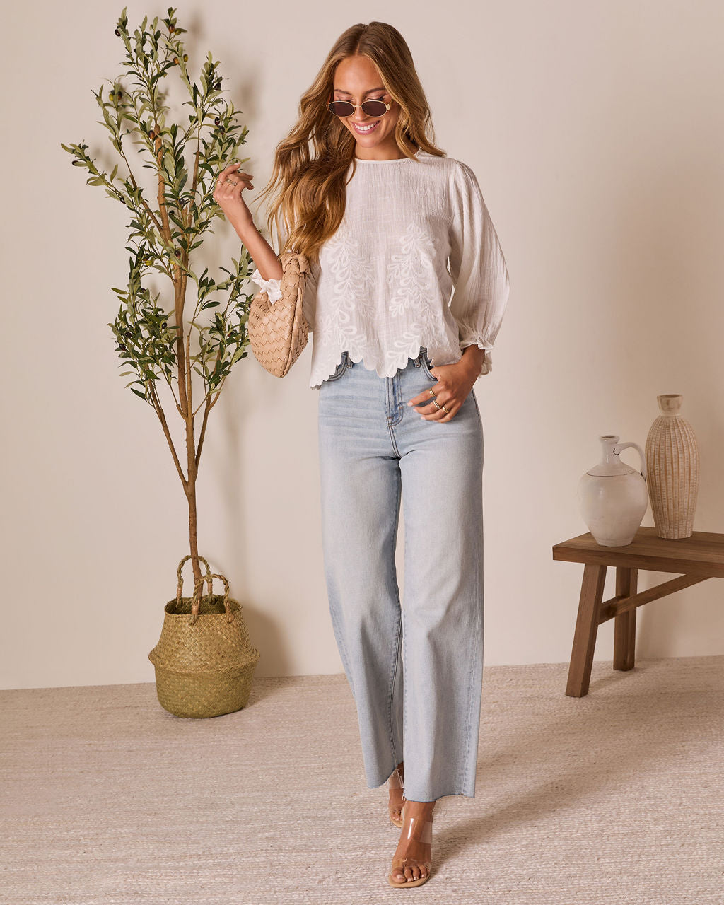 Cauline Embroidered Linen Top