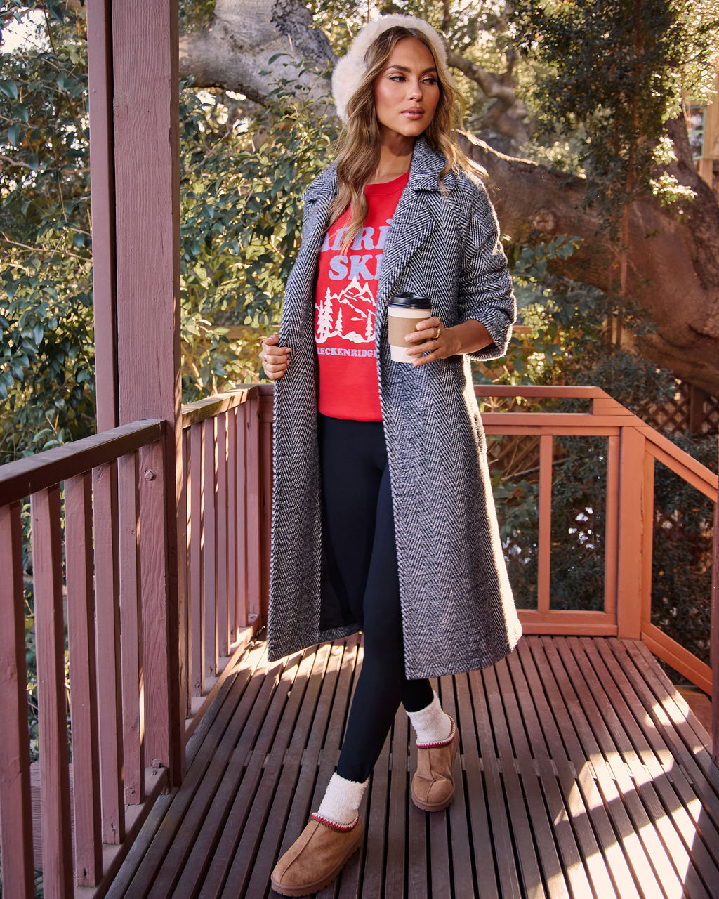 Sleigh Path Herringbone Duster Coat