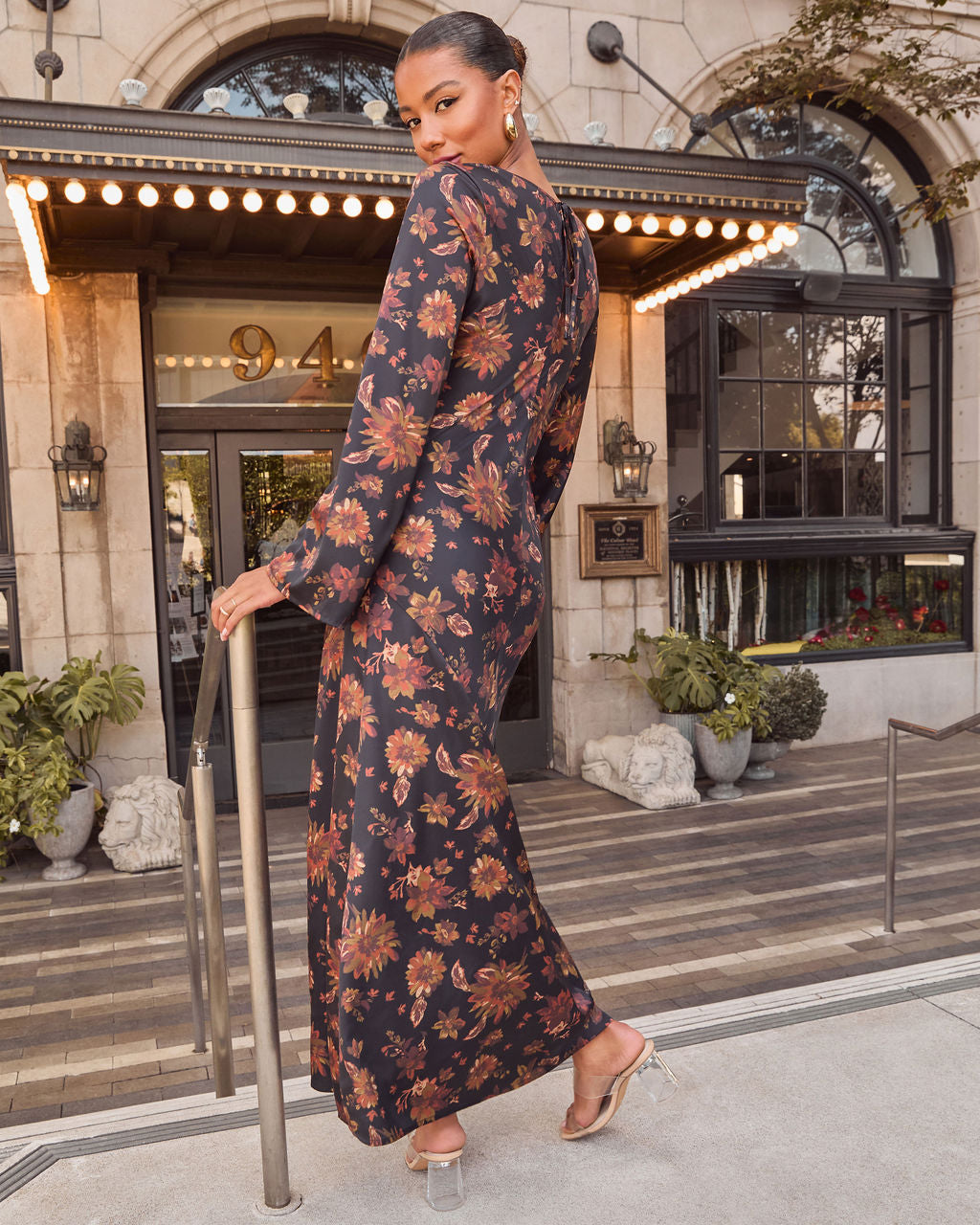 Fallen Leaves Printed Maxi Dress