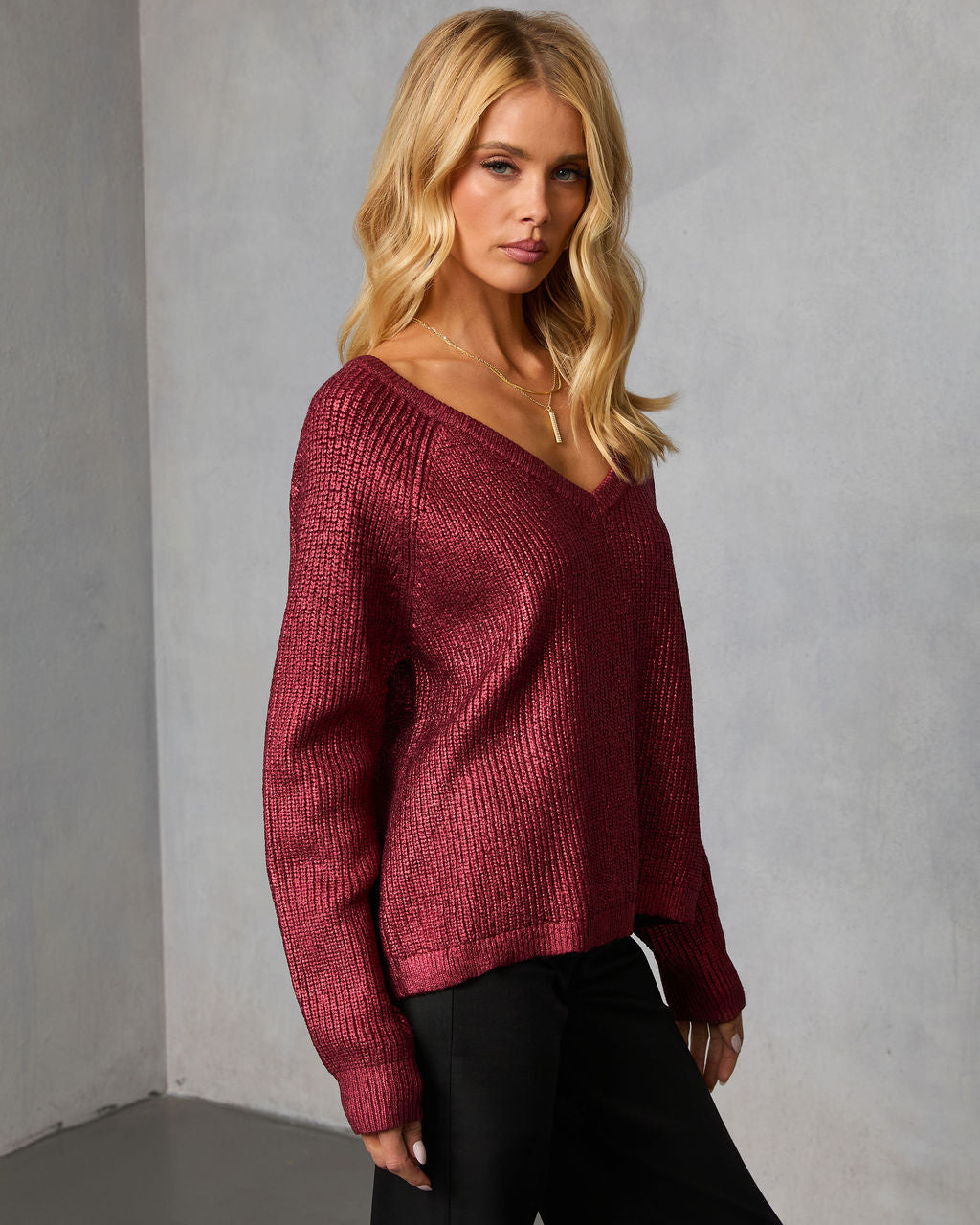 Elzah Ribbed Metallic Sweater