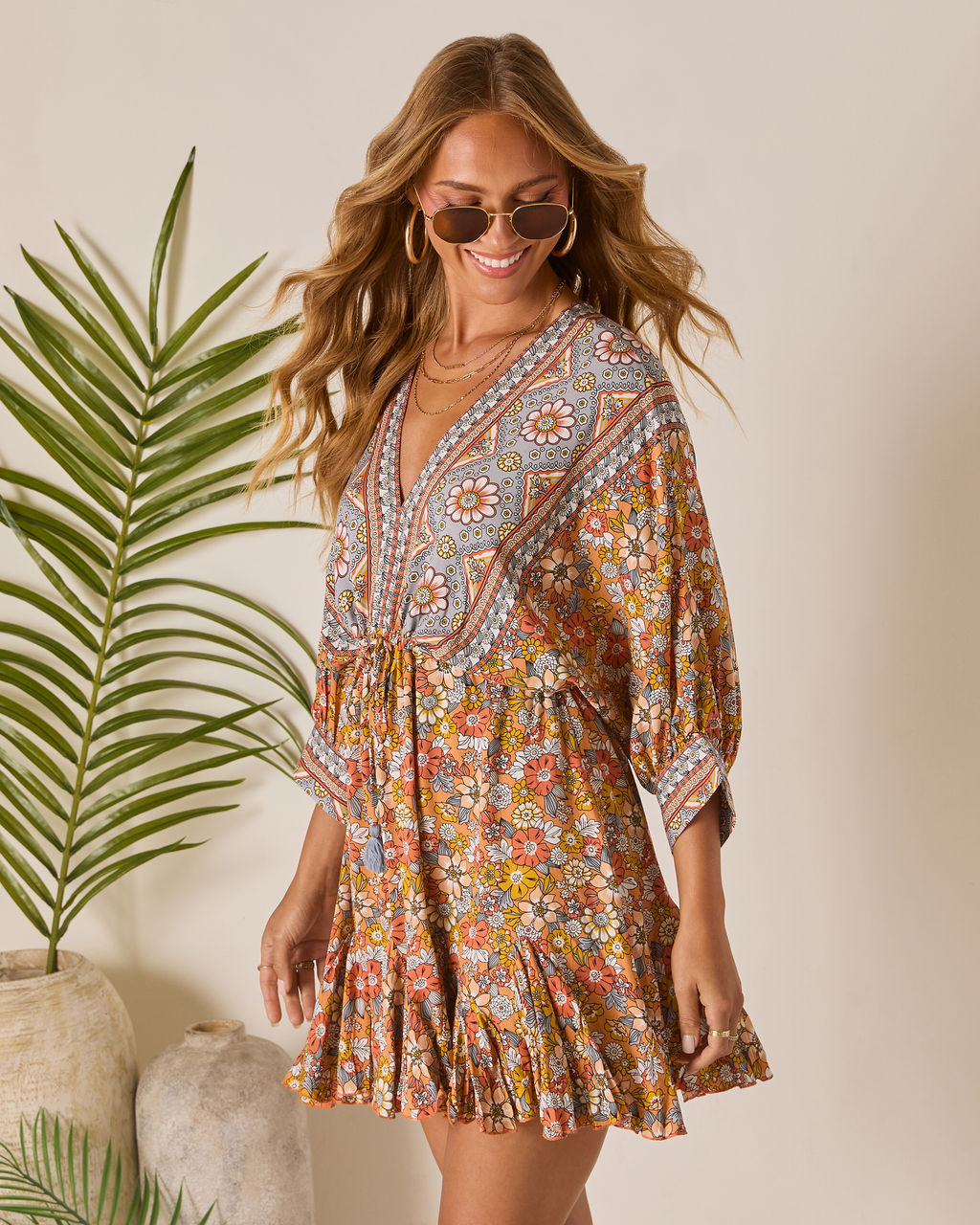 Sun Loves Caftan Mini Dress