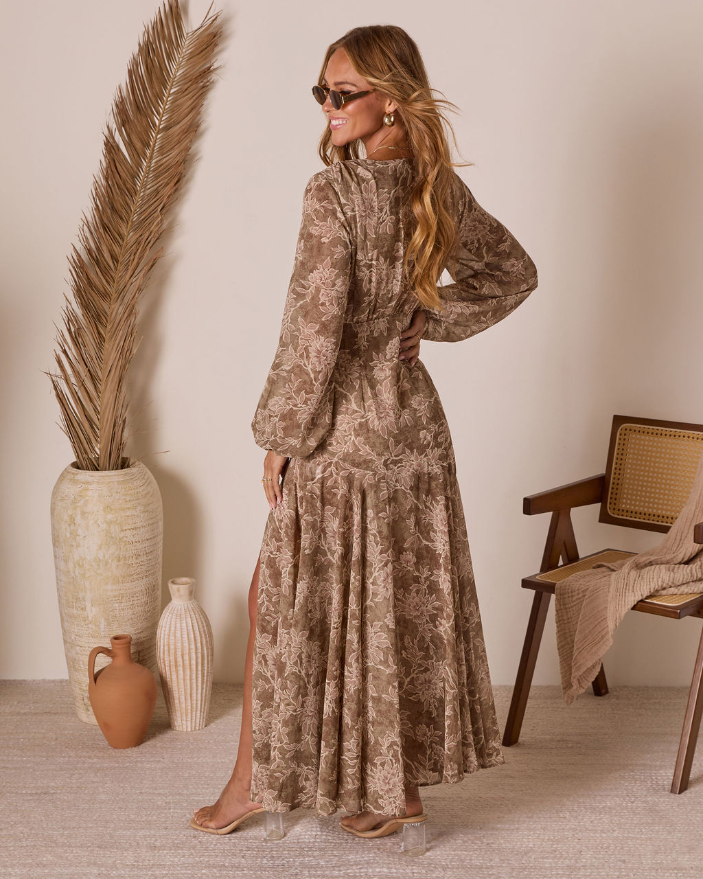 Wild Lark Plunging Neckline Maxi Dress
