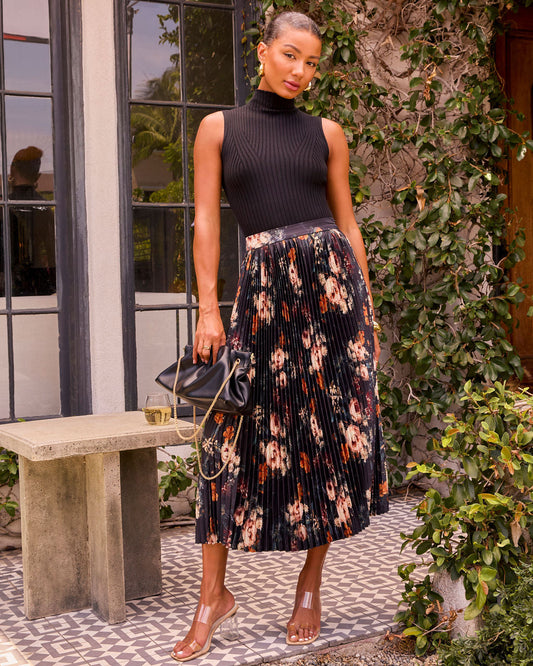 Dearest Bloom Plisse Midi Skirt