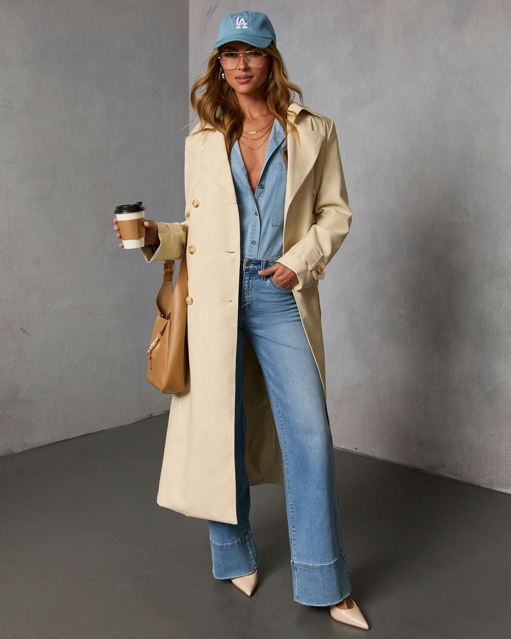Audrine Vegan Leather Trench Coat