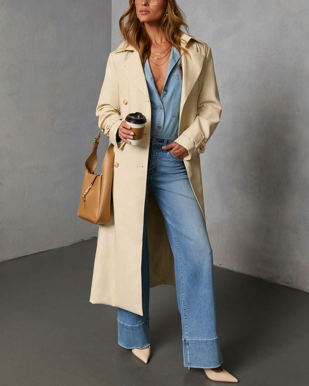 Audrine Vegan Leather Trench Coat