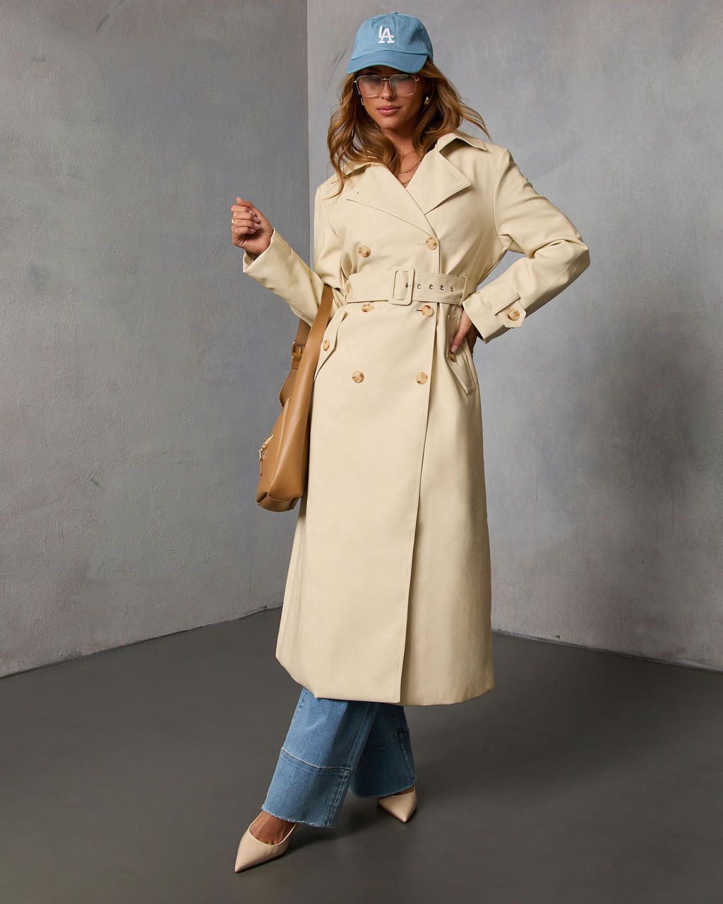 Audrine Vegan Leather Trench Coat