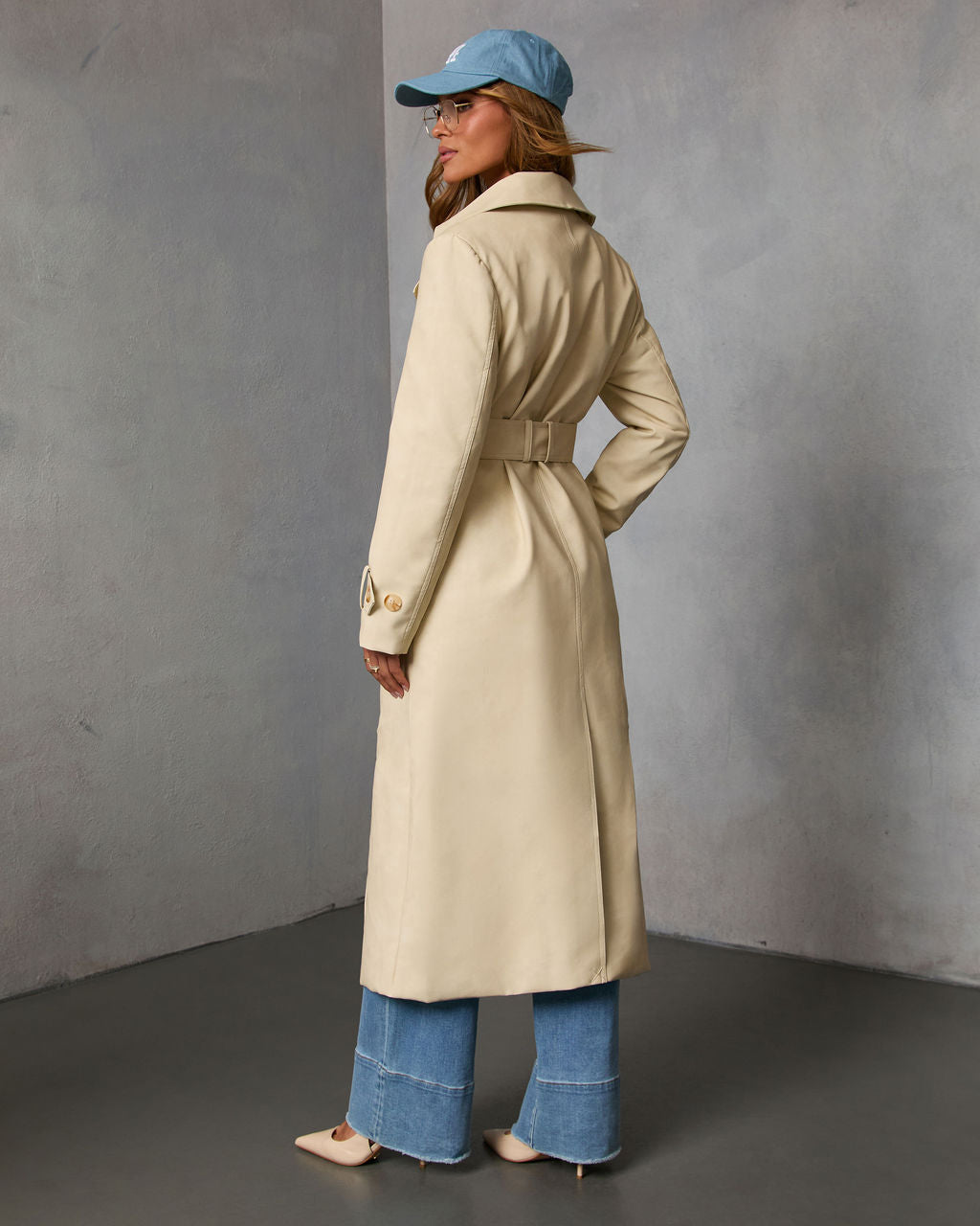 Audrine Vegan Leather Trench Coat