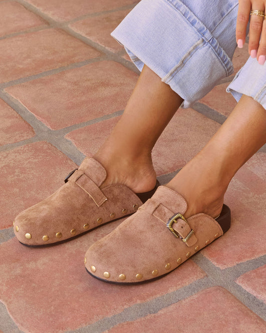 Telliah Faux Suede Studded Mule