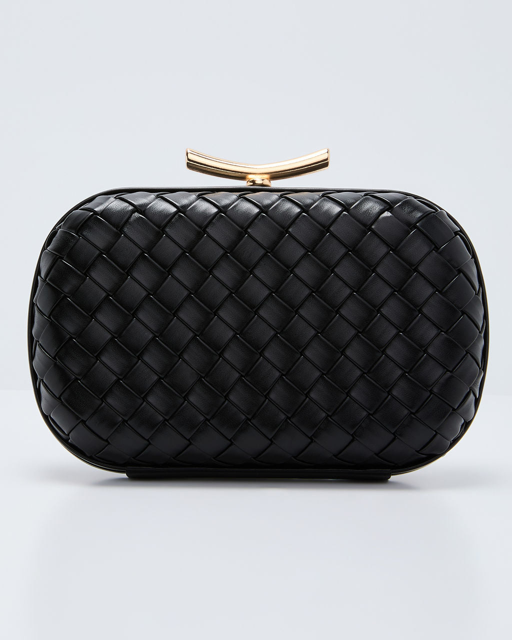 Invitation Only Faux Leather Woven Hard Case Clutch