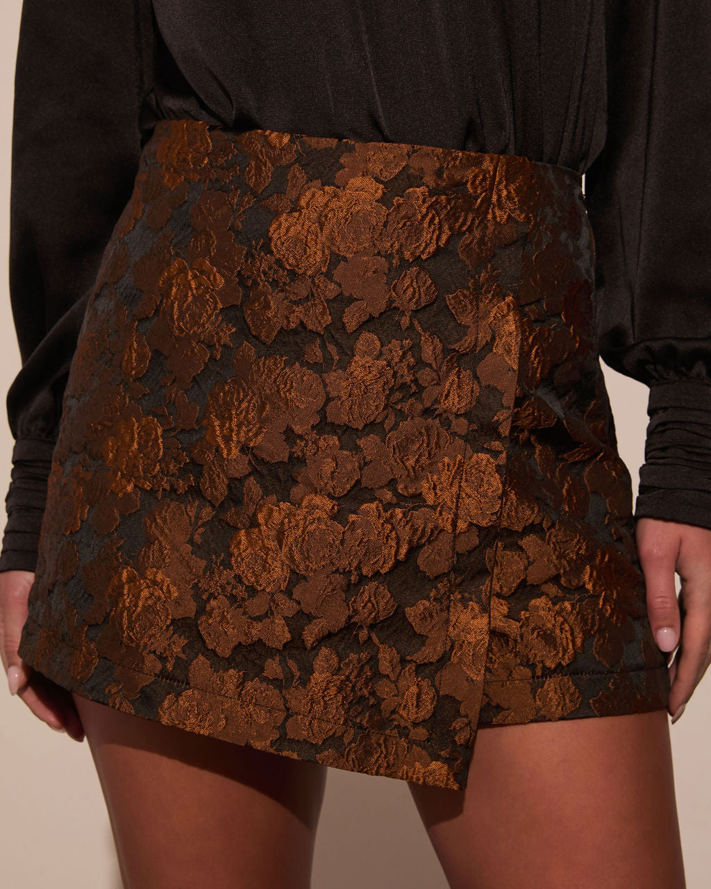 Warm Gather Floral Jacquard Mini Skort