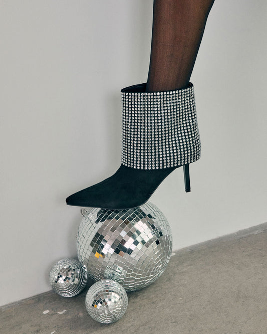 Diamond Hour Embellished Fold Over Booties