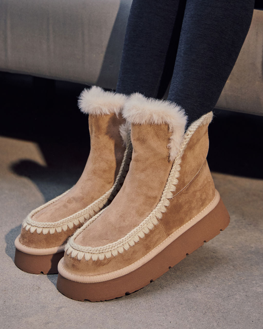 Joppie Faux Suede Fur Lined Booties