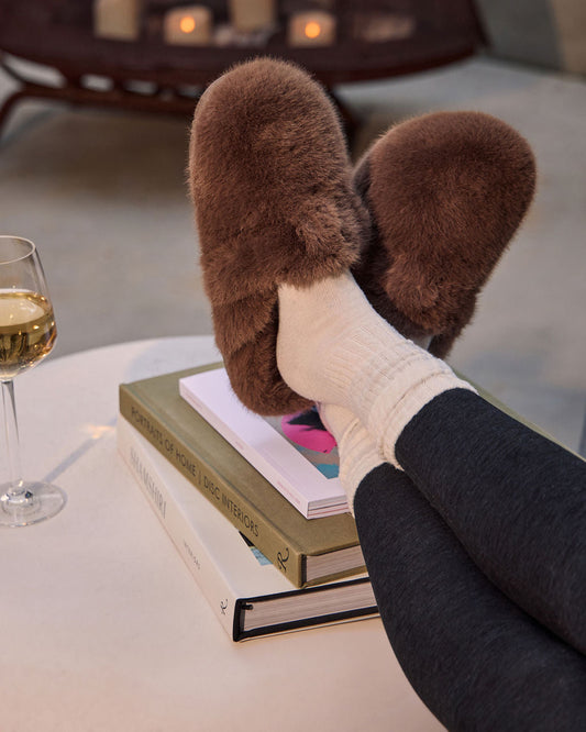 Snowfall Secrets Faux Fur Mules