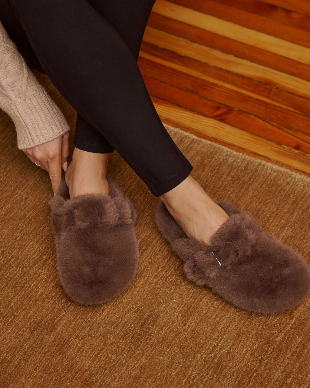 Snowfall Secrets Faux Fur Mules