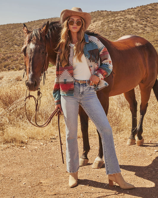 Morrow Aztec Printed Fringe Jacket