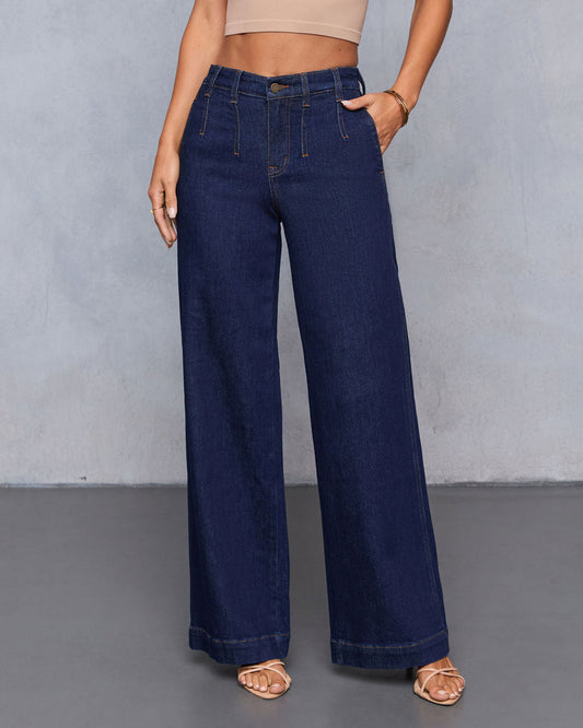 Soft Echo Stretch High Rise Wide Leg  Jeans