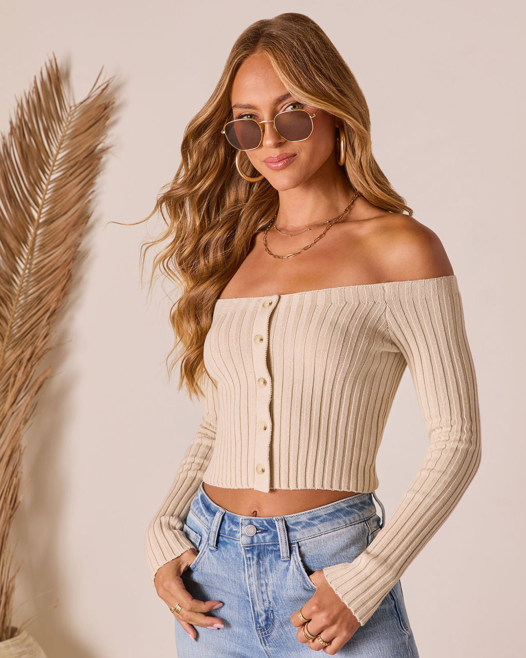 Soft Focus Off The Shoulder Knit Top
