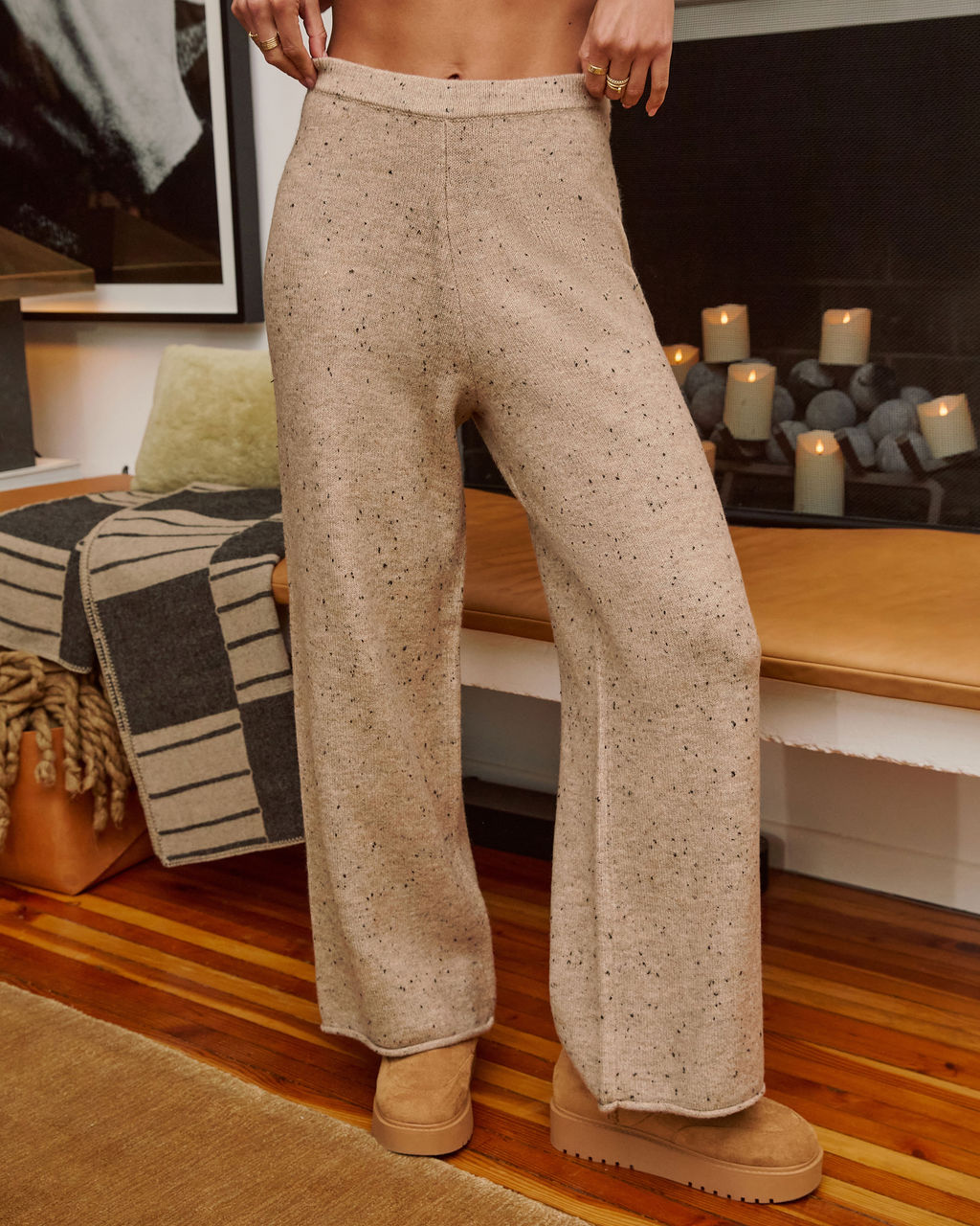 Frosted Wonder Knit Wide Leg Pants