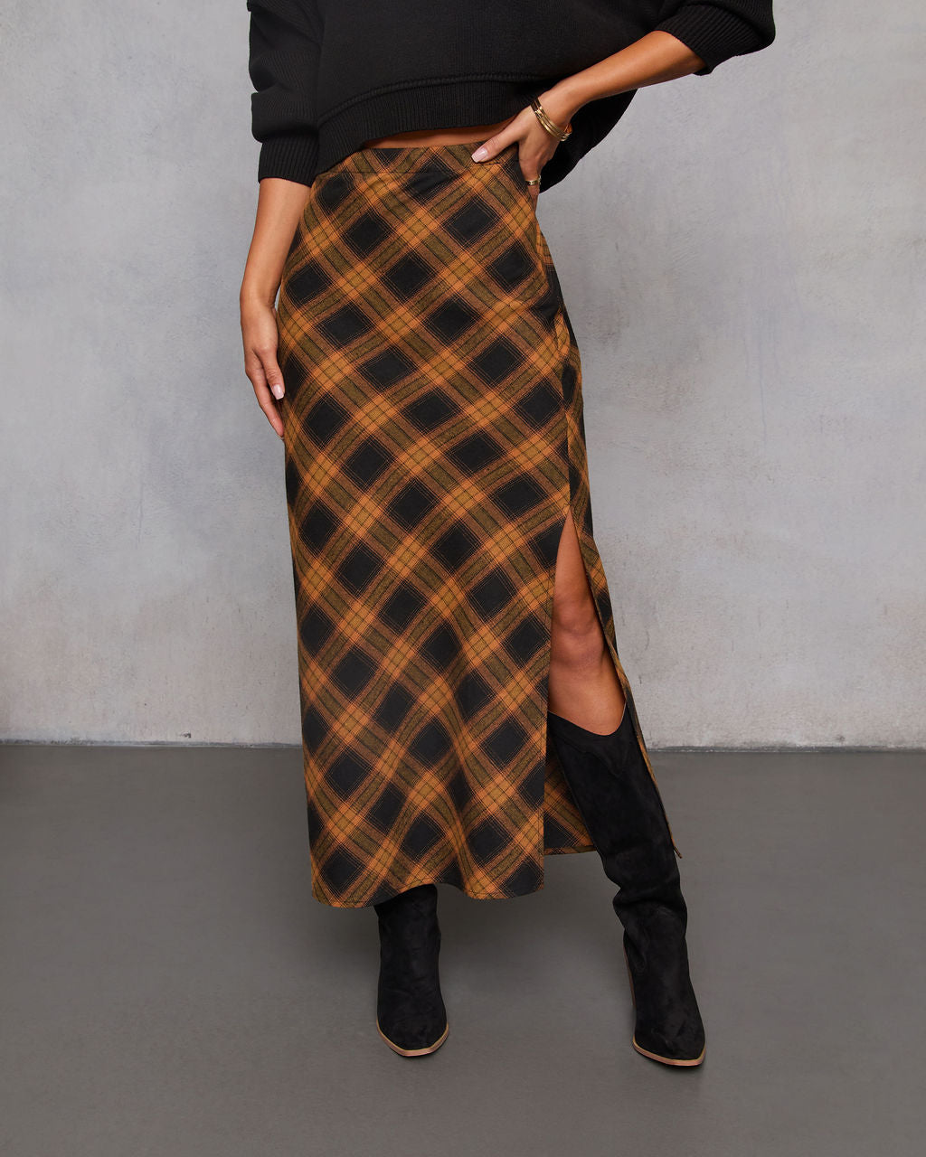 Autumn Chapter Plaid Maxi Skirt