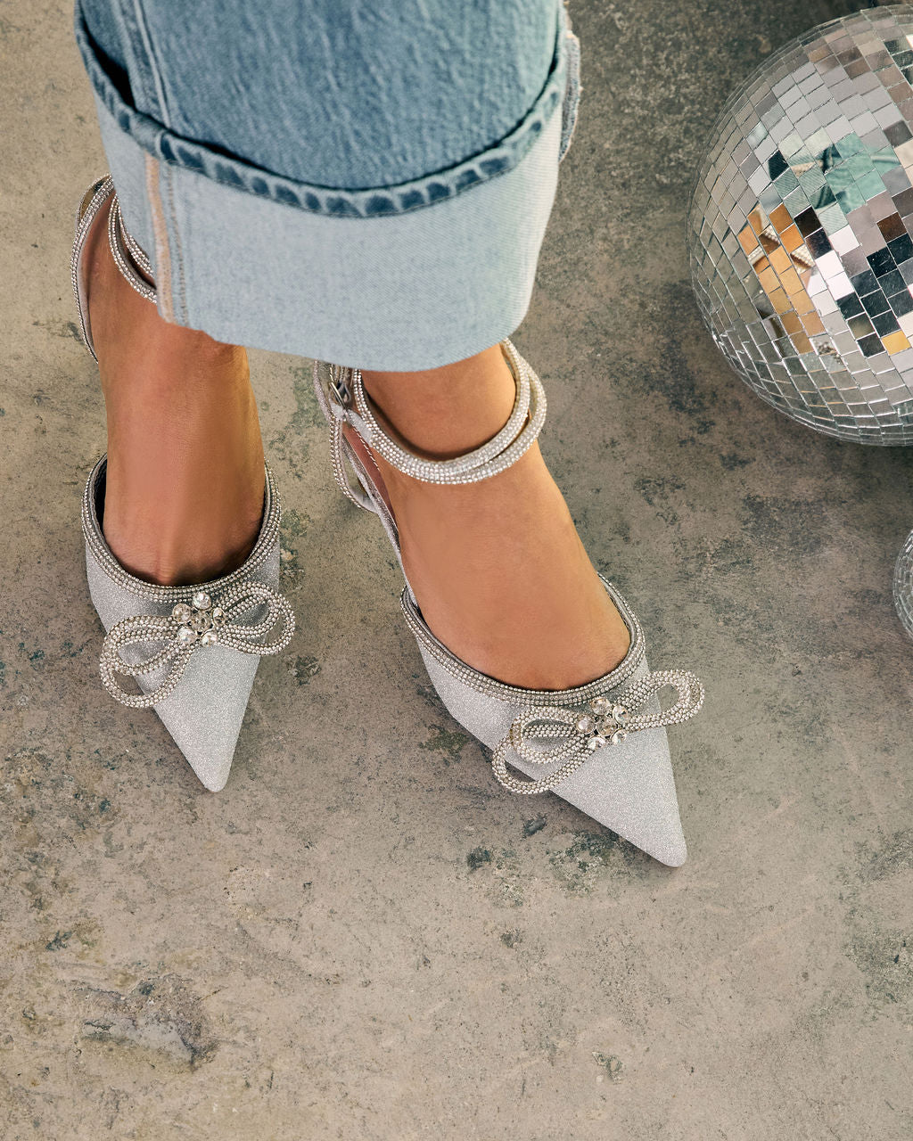 Polished Spark Embellished Bow Heels