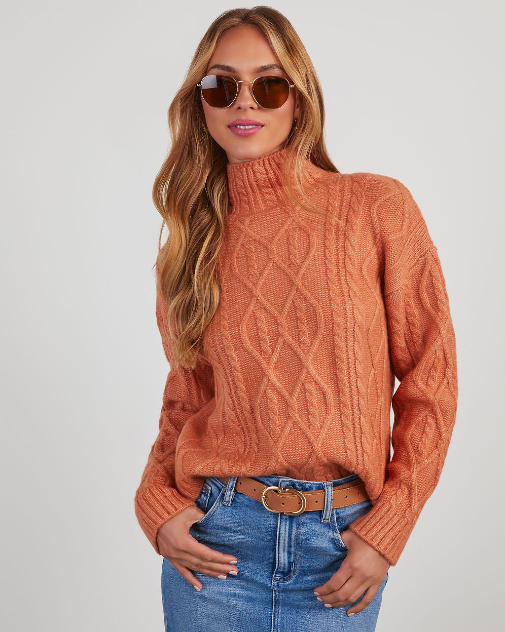 Sheila Cable Knit Turtleneck Sweater