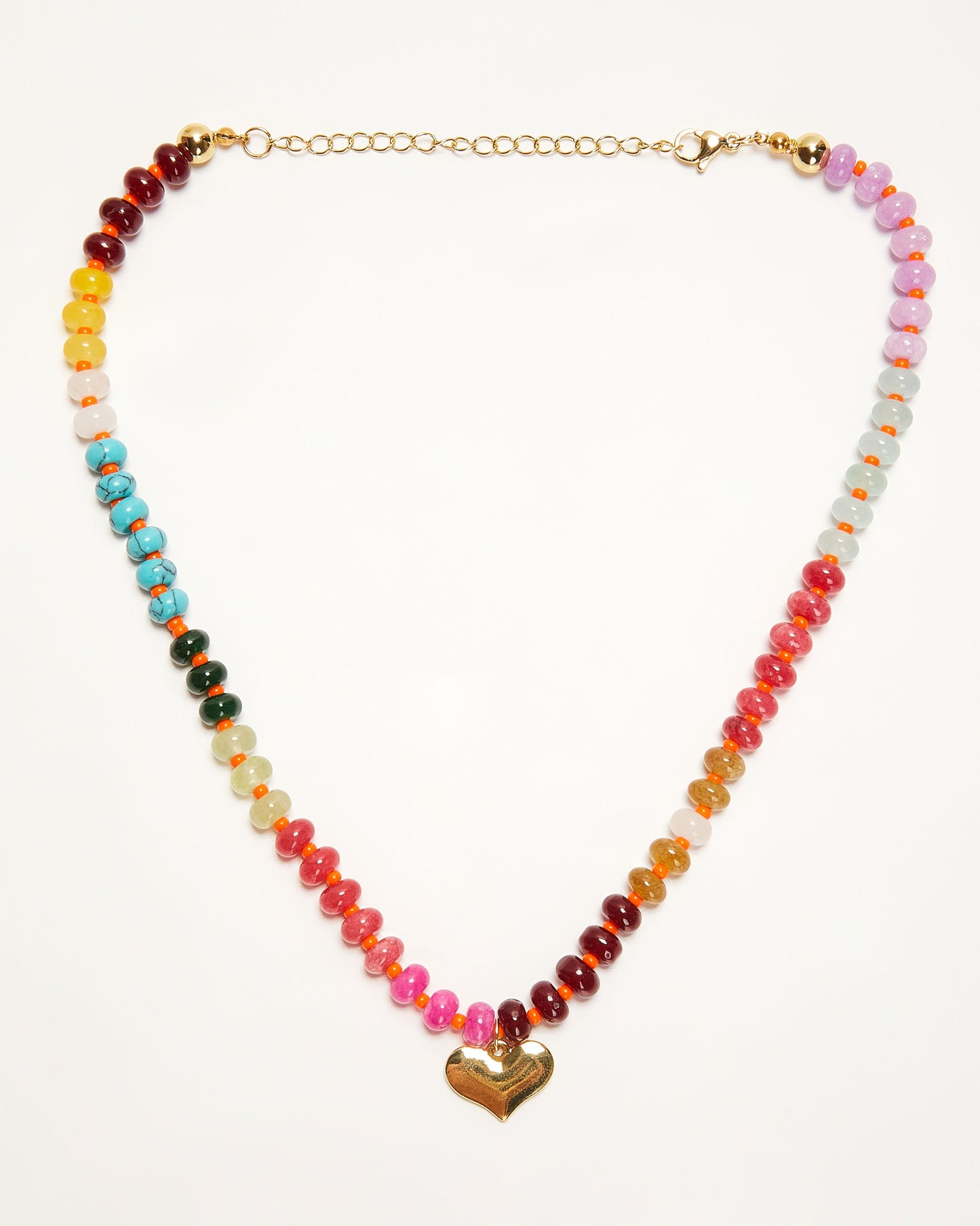 Colorful Beaded 18k Gold Plated Pendant Necklace