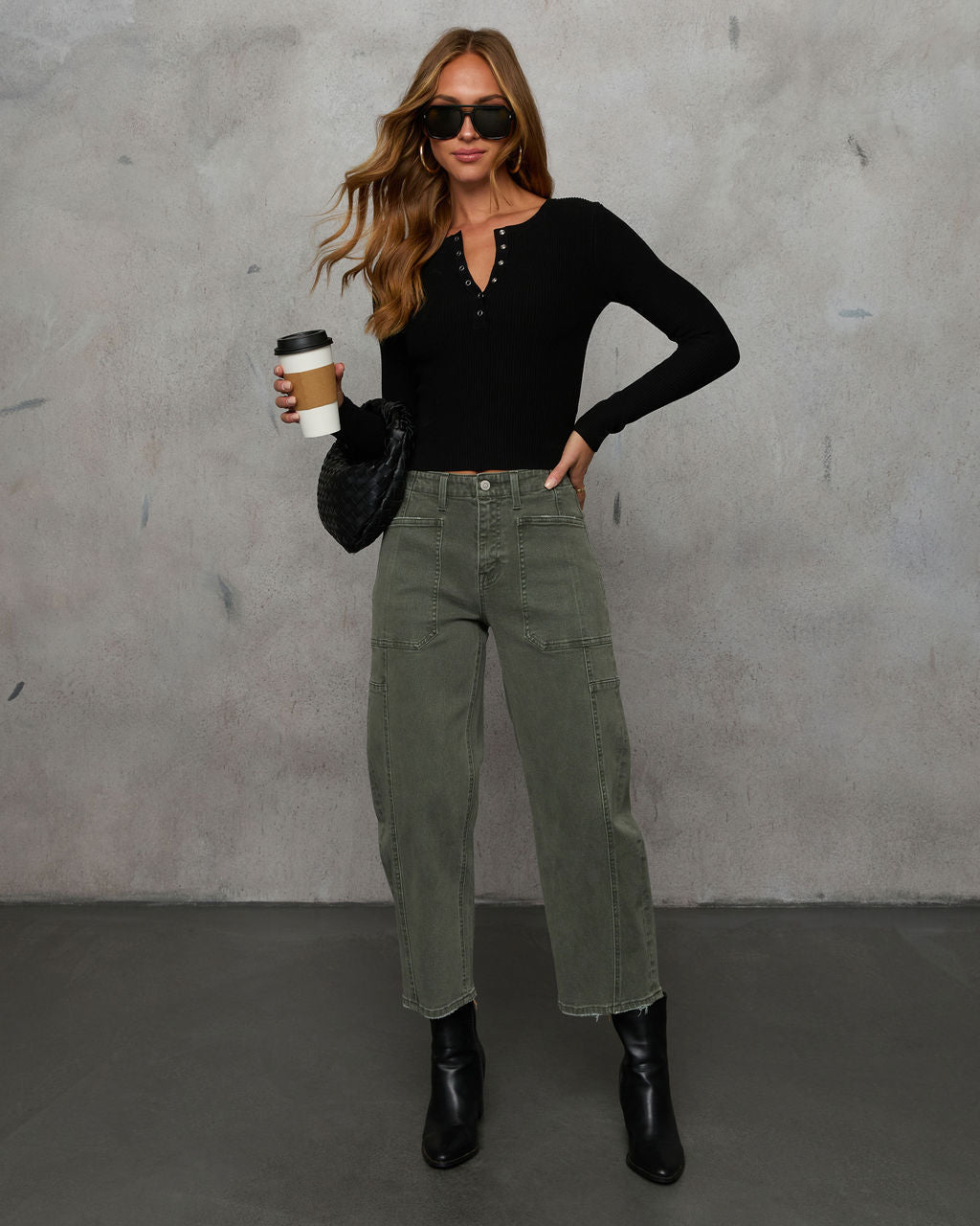 Jenza Ribbed Henley Top