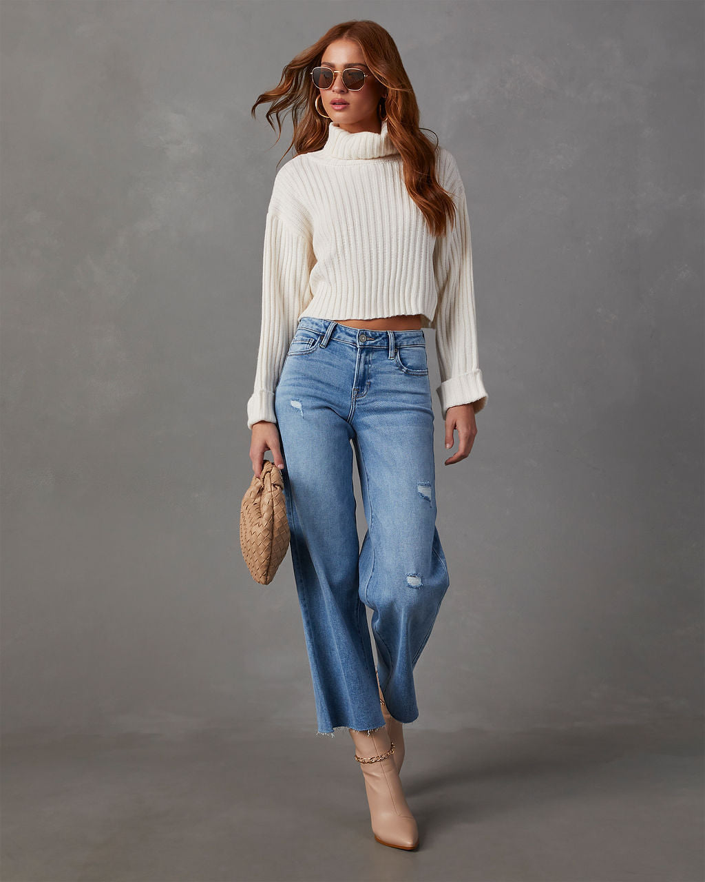 Caleb Super Stretch High Rise Wide Leg Jeans