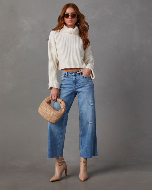 Caleb Super Stretch High Rise Wide Leg Jeans