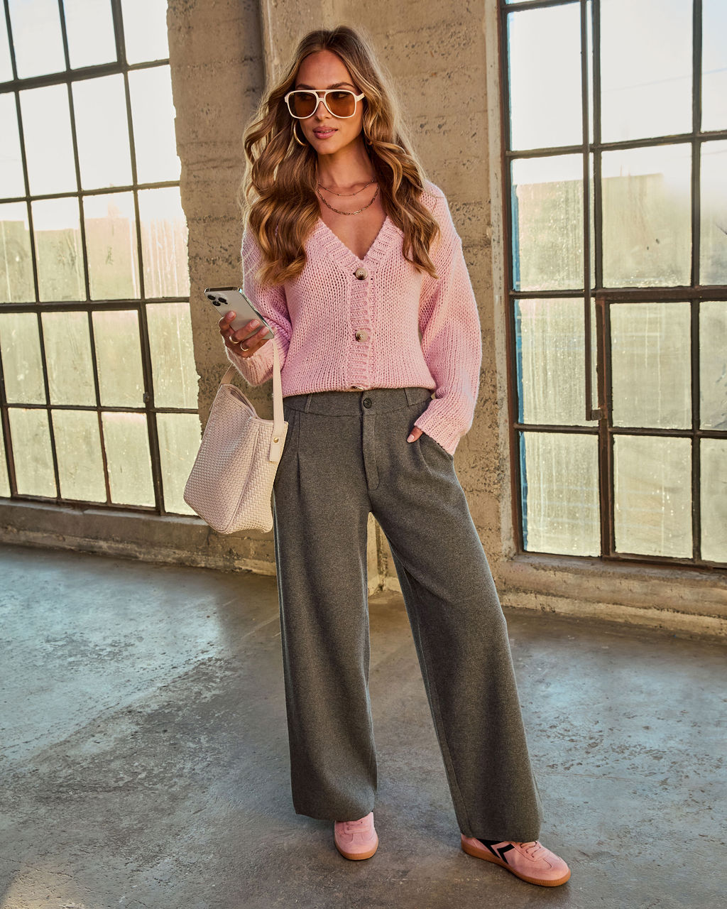 New Chapter V Neck Chunky Knit Sweater