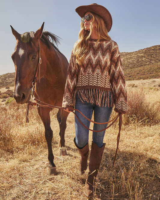 Chelie Fringe Abstract Sweater